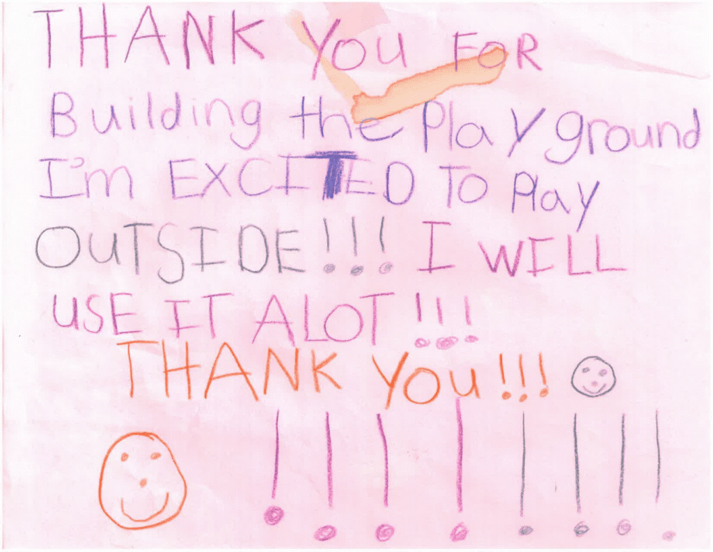 Hand drawn thank you note from happy child.