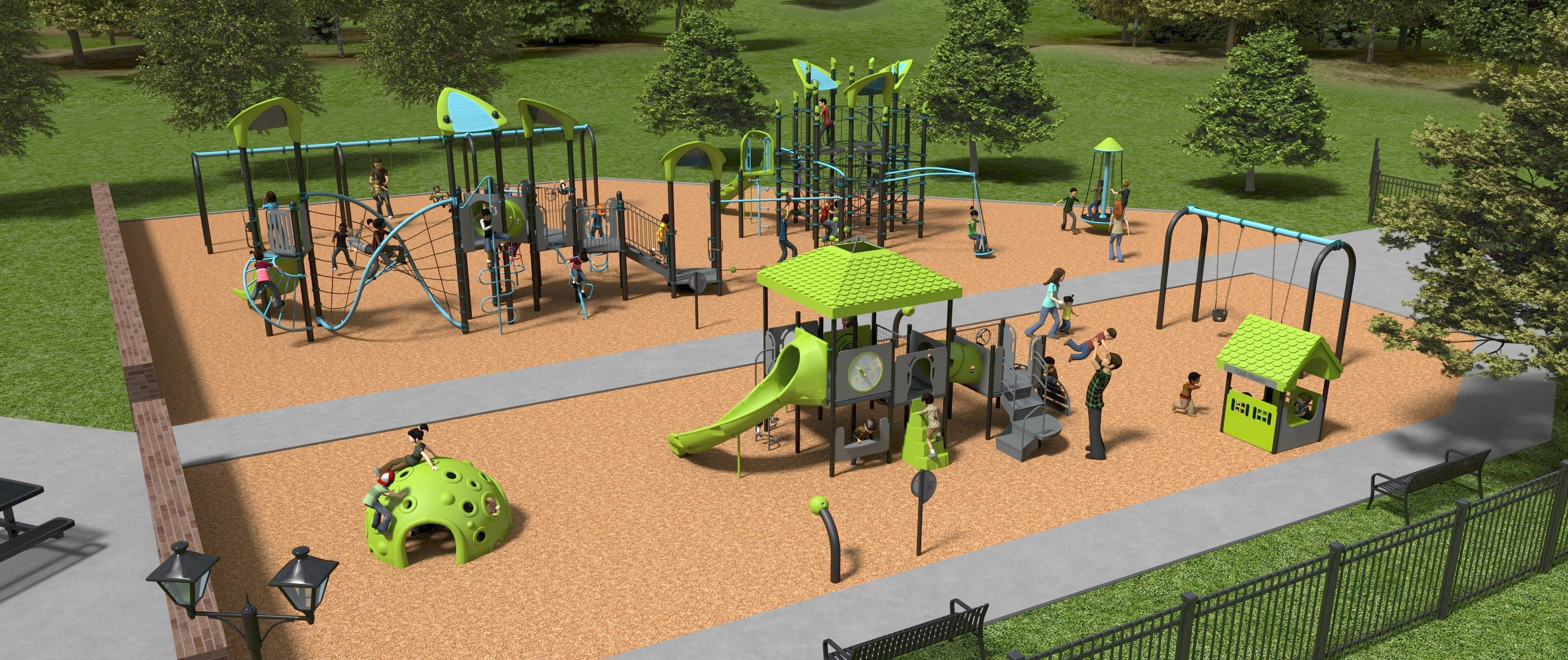 Landscape Structures Playground 3D Rendering 