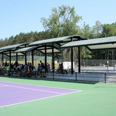 Poligon Shade Structure Amherst College Massachusetts Tennis Court