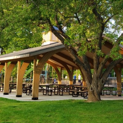 Choate Park Medway Massachusetts Cedar Forest Products Gothic Arch Pavilion